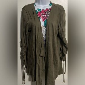 Michael Kors Olive Green Open Front Cardigan Sweater